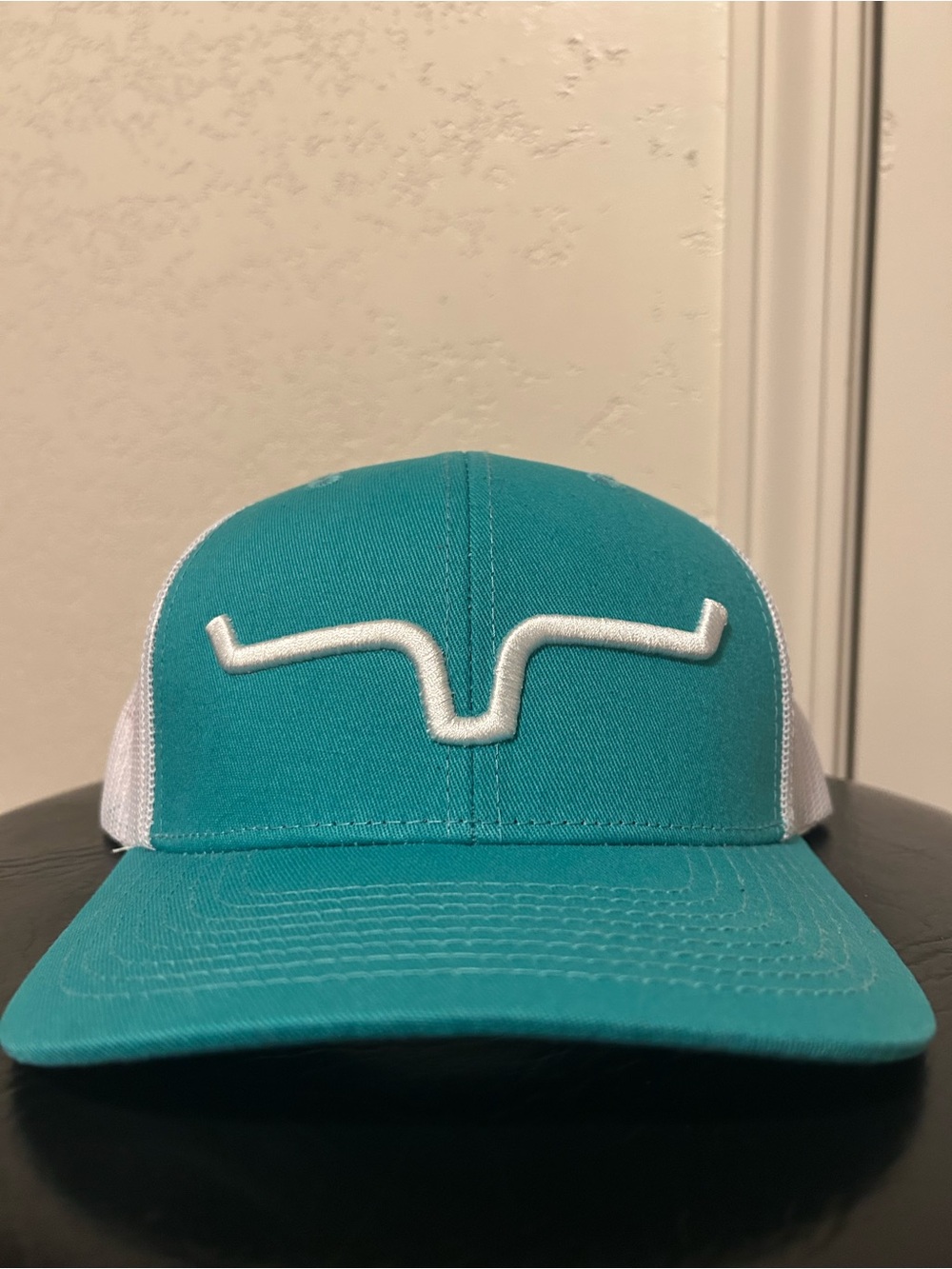 Kimes Ranch Teal and White Trucker Hat with Raised Logo